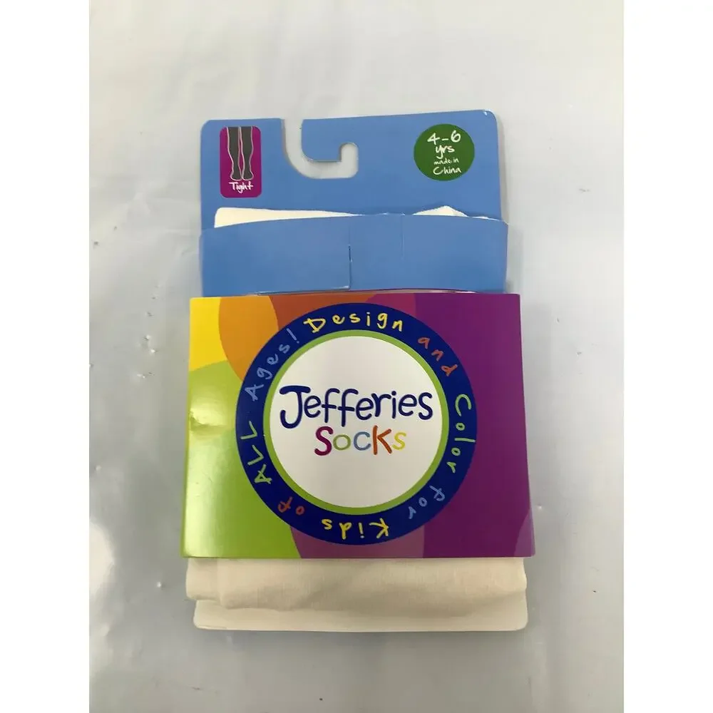 Jefferies Socks Girls 4-6Yrs Ivory Pima Cotton Uniform Pantyhose Tights G34-2